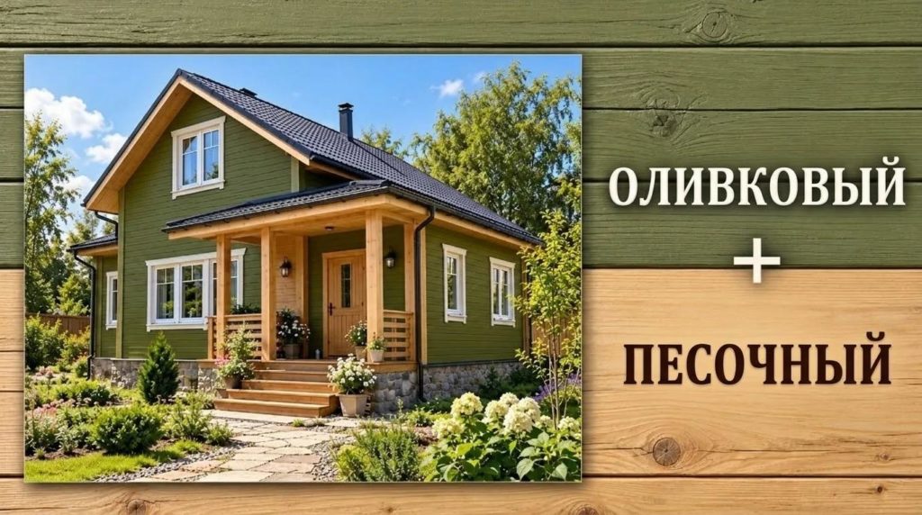 Сочетание оливкового и песочного цвета в оформлении дачного дома