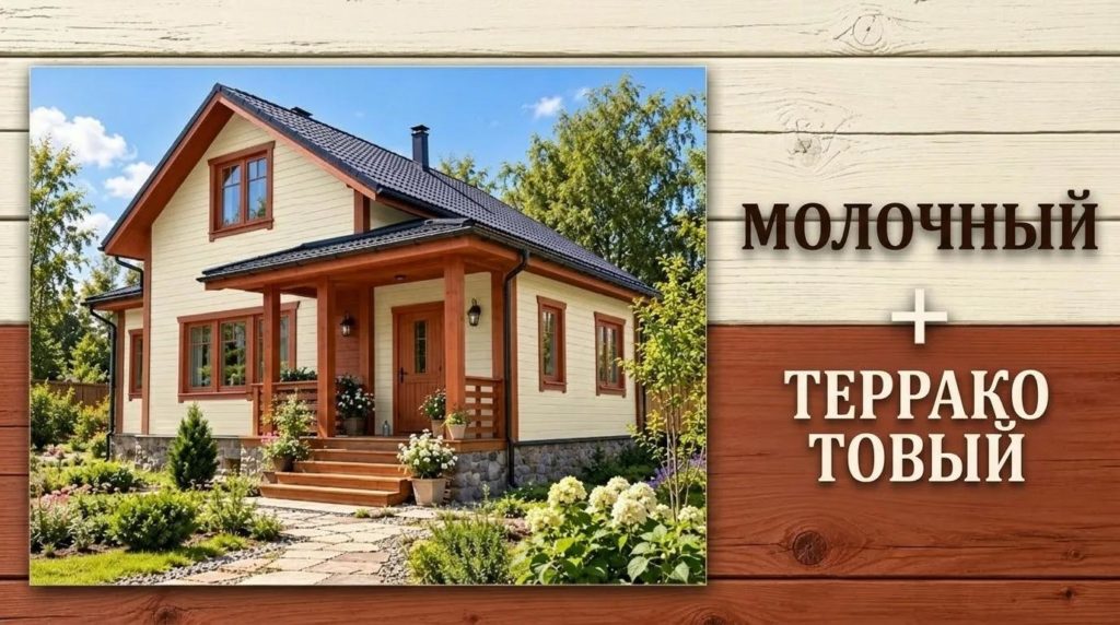 Сочетание молочного и терракотового цвета в оформлении дачного дома